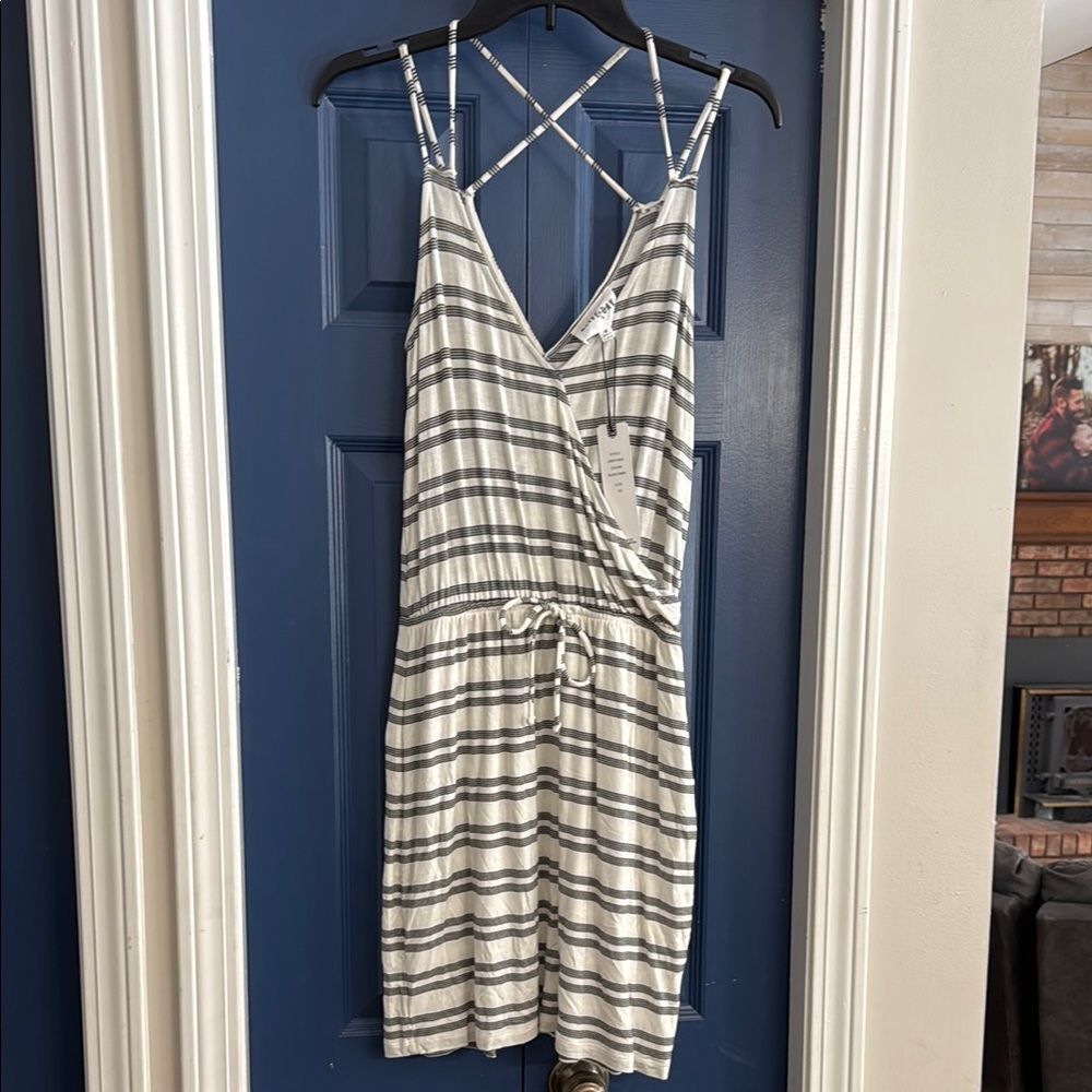 Olive + Oak Striped Faux Wrap Jersey Dress Size XS NWT